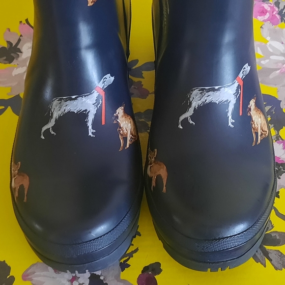 NWT Joules Womens Tall Rain Boots, French Navy Dogs, Size 6 - Picture 3 of 10